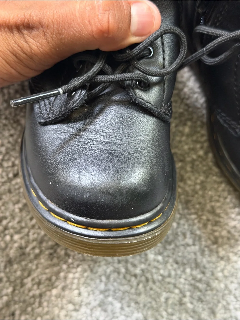 Black Leather Dr. Martens Toddler Boots Size 6 With Side Zipper.